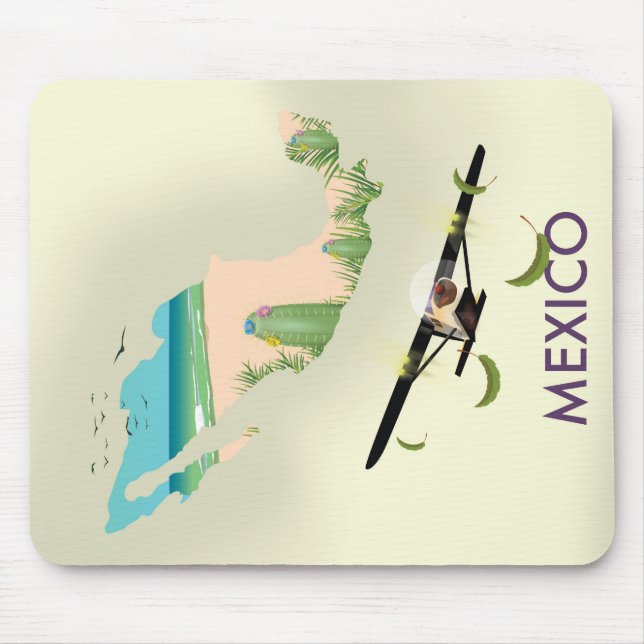 Mexico Map Travel poster Mouse Pad (Front)