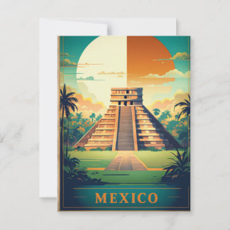 Mexico mayan pyramid vacation holiday postcard