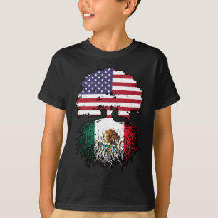 Mexico Mexican American USA Tree Roots Flag T-Shirt