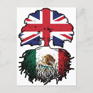 Mexico Mexican British UK Tree Roots Flag Postcard