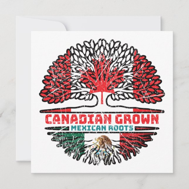 Mexico Mexican Canadian Canada Tree Roots Flag Card (Front)