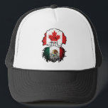 Mexico Mexican Canadian Canada Tree Roots Flag Trucker Hat<br><div class="desc">Show your pride in your Mexican heritage and Canadian identity. Your nationality is binational or one of your parents is from Mexico or Canada? Show your roots.</div>