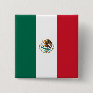 Mexico (Mexican) Flag 2 Inch Square Button