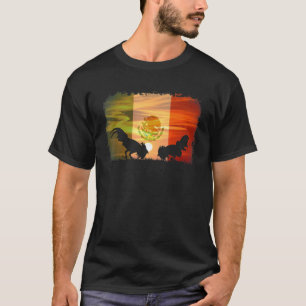 Mexico Mexican flag, game fowl sparring sunset ga T-Shirt