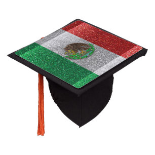 Mexico Mexican Flag Graduate Graduation Glitter Cap Topper