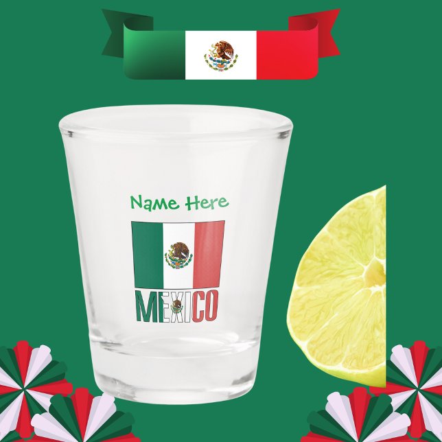 Mexico Mexican Flag Green Personalization  Shot Glass (Creator Uploaded)