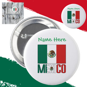 Mexico Mexican Flag Green Personalized 2 Inch Round Button