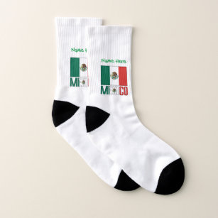 Mexico Mexican Flag Green Personalized Men's Socks