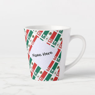 Mexico Mexican Flag Tiled Personalized  Latte Mug