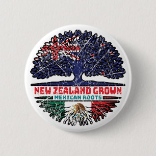 Mexico Mexican New Zealander New Zealand Tree Root 2 Inch Round Button