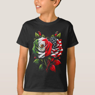 Mexico Mexican Roots Mexican Flag American Flag T-Shirt