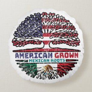 Mexico Mexican US American USA United States Tree Round Pillow