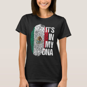 Mexico Mexicana Flag Home Heart Roots Fingerprint T-Shirt