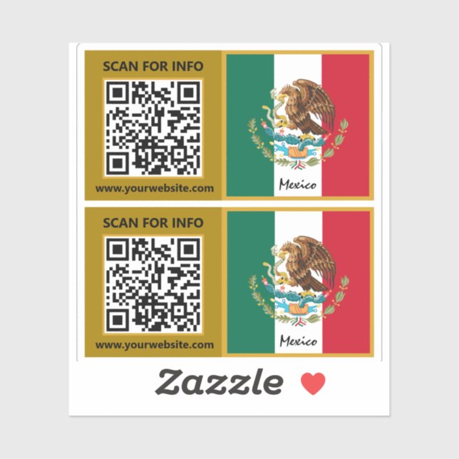 Mexico Modern QR Code Stickers, Mexican Flag (Sheet)