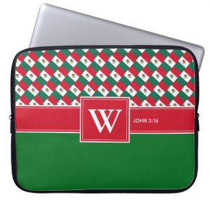 MEXICO Monogram Christian Scripture Laptop Green Sleeve