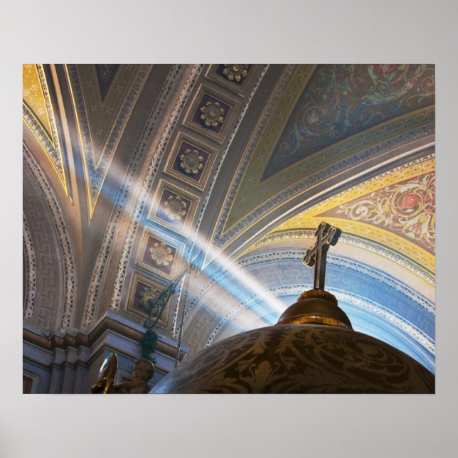 Mexico, Morelia. Sun's rays penetrate interior Poster (Front)