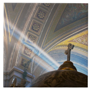 Mexico, Morelia. Sun's rays penetrate interior Tile