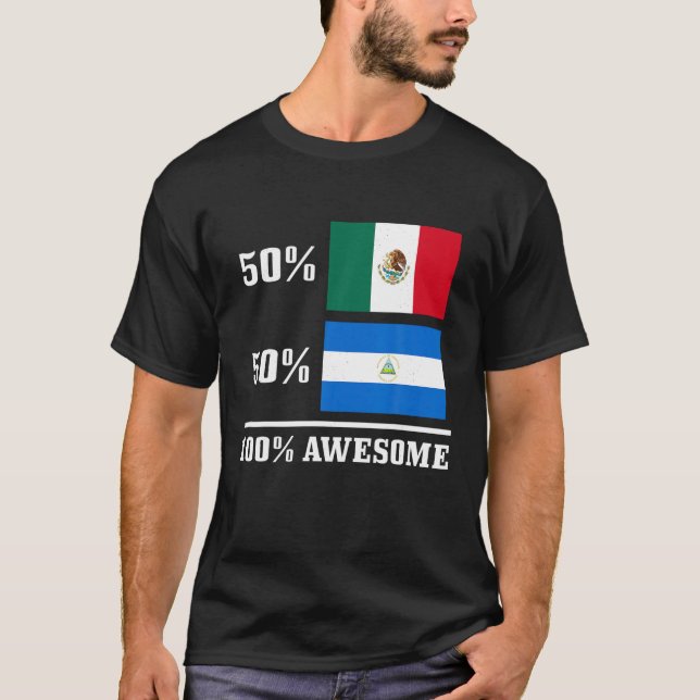 Mexico Nicaragua Mexican Nicaraguan Flag Pride Fun T-Shirt (Front)