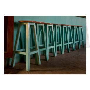 Mexico, Oaxaca, Green Bar Stools line wall
