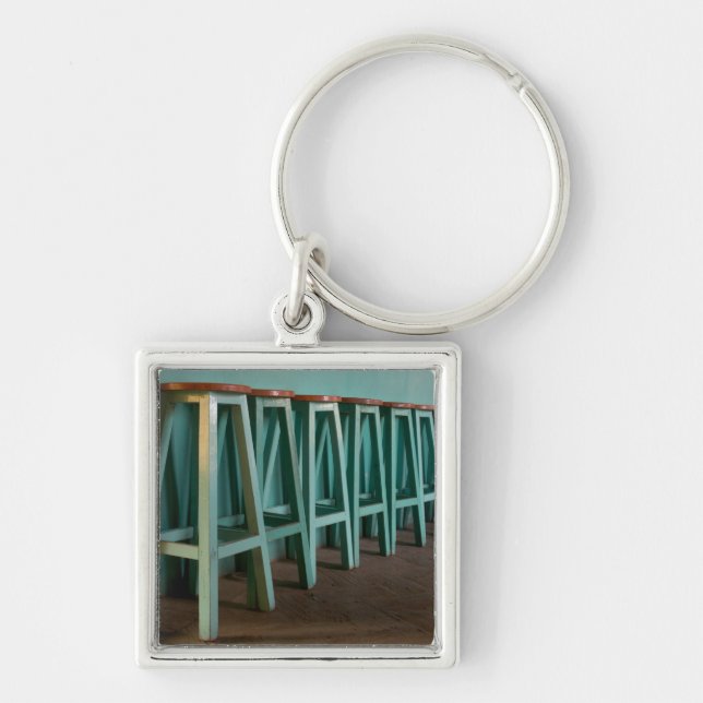 Mexico, Oaxaca, Green Bar Stools line wall Keychain (Front)