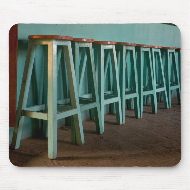 Mexico, Oaxaca, Green Bar Stools line wall Mouse Pad (Front)
