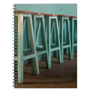 Mexico, Oaxaca, Green Bar Stools line wall Notebook
