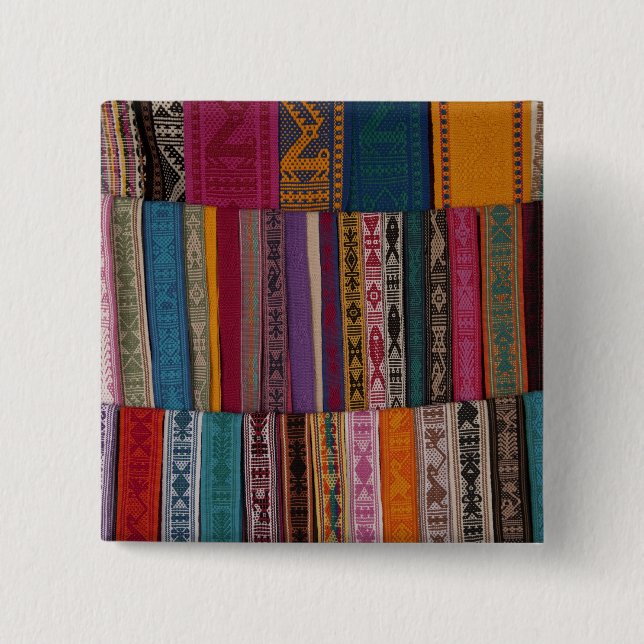 Mexico, Oaxaca Province, Oaxaca, woven belts on 2 Inch Square Button (Front)