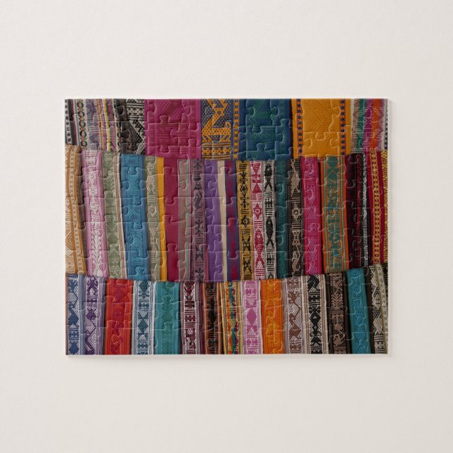Mexico, Oaxaca Province, Oaxaca, woven belts on Jigsaw Puzzle (Horizontal)