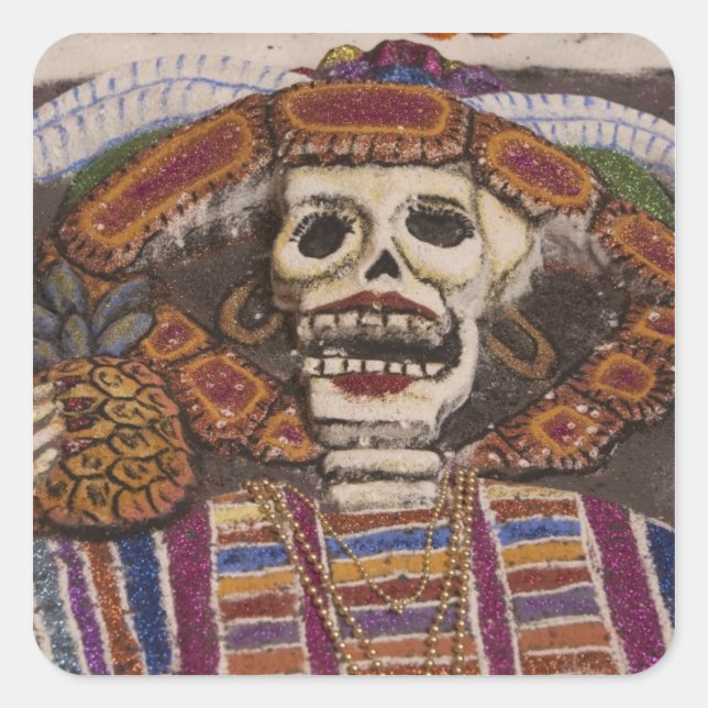 Mexico, Oaxaca. Sand tapestry (tapete de arena) Square Sticker (Front)