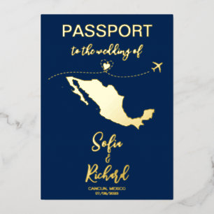 Mexico Passport Wedding Destination Gold 