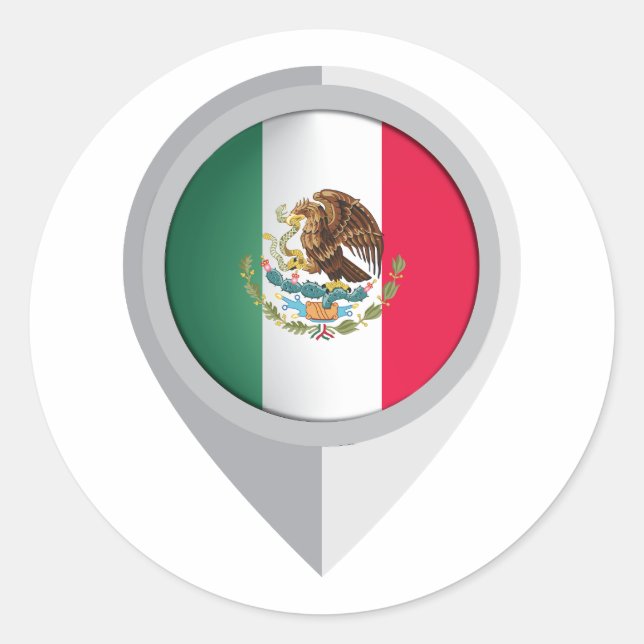 Mexico Pin Location Flag Classic Round Sticker (Front)