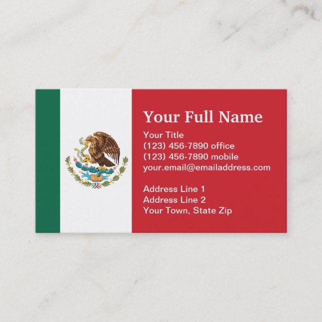 Mexico Plain Flag Business Card (Front)