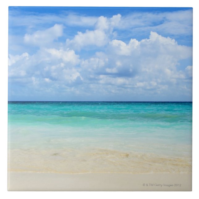 Mexico, Playa Del Carmen, tropical beach Tile (Front)