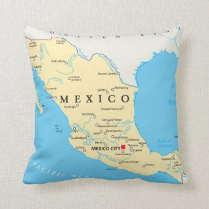 Mexico Political Map Throw Pillow