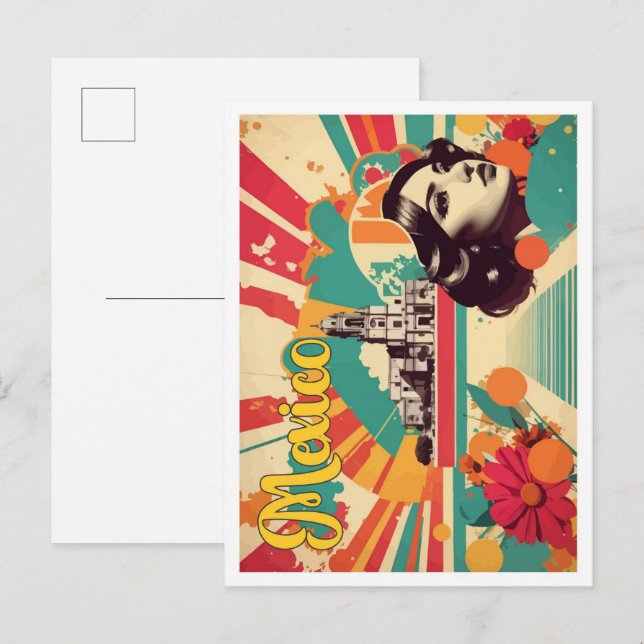 Mexico Pop Art Travel Illustration Postcard (Front/Back)