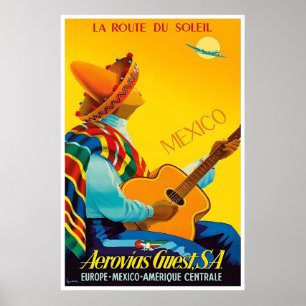 Mexico Print Mexican Art Aerovias Guest Airline