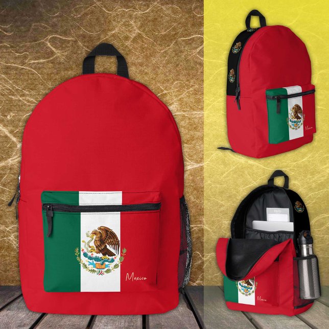 Mexico, Red backpack, Mexican Flag / patriotic Printed Backpack (Creator Uploaded)