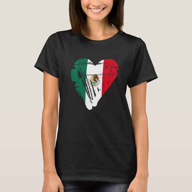 Mexico Retro Heart Shape Flag   T-Shirt (Front)