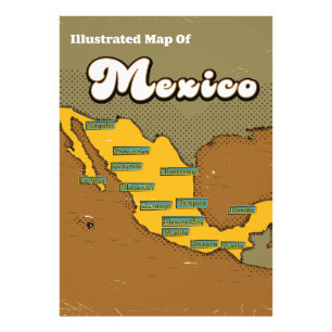 Mexico retro map photo print