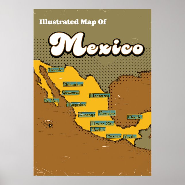 Mexico retro map poster (Front)
