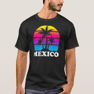 Mexico Retro Palm Tree Sunset Mexican Vacation Bea T-Shirt