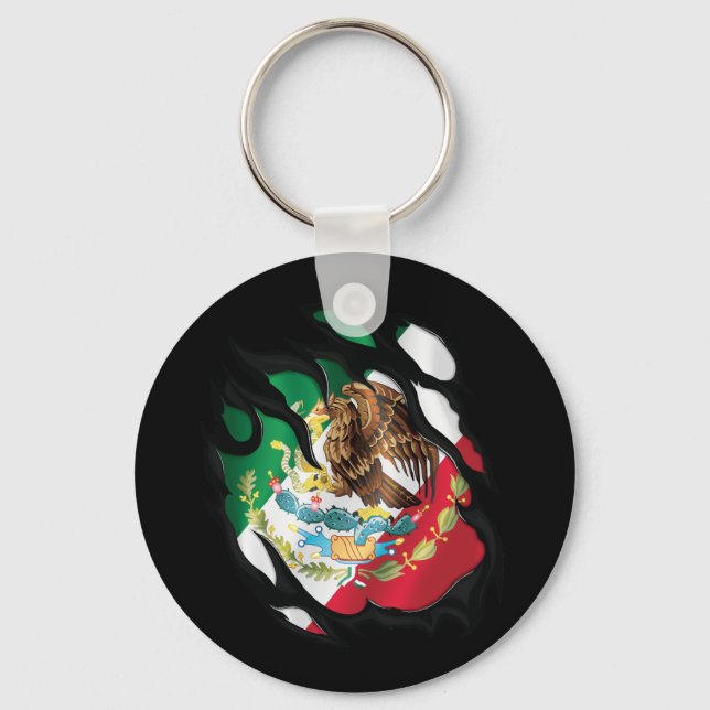 Mexico Ripped Flag Keychain (Front)