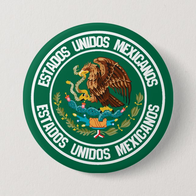 Mexico Round Emblem 3 Inch Round Button (Front)