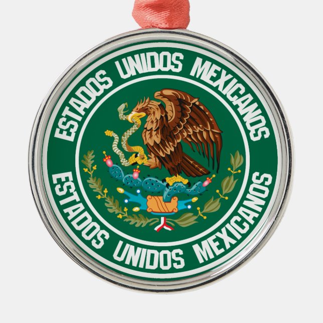 Mexico Round Emblem Metal Ornament (Front)