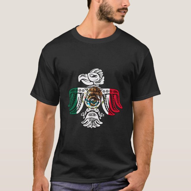 Mexico Sacred Aztec Calendar Mexican Eagle Archeol T-Shirt (Front)