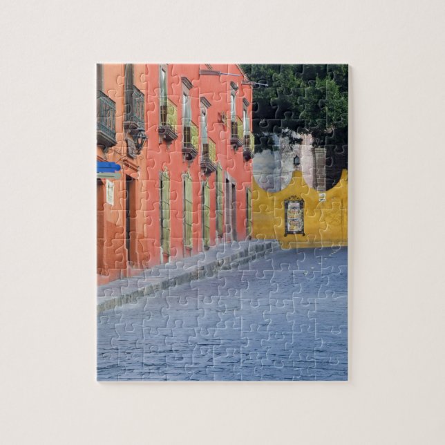 Mexico, San Miguel de Allende, Homes along Jigsaw Puzzle (Vertical)