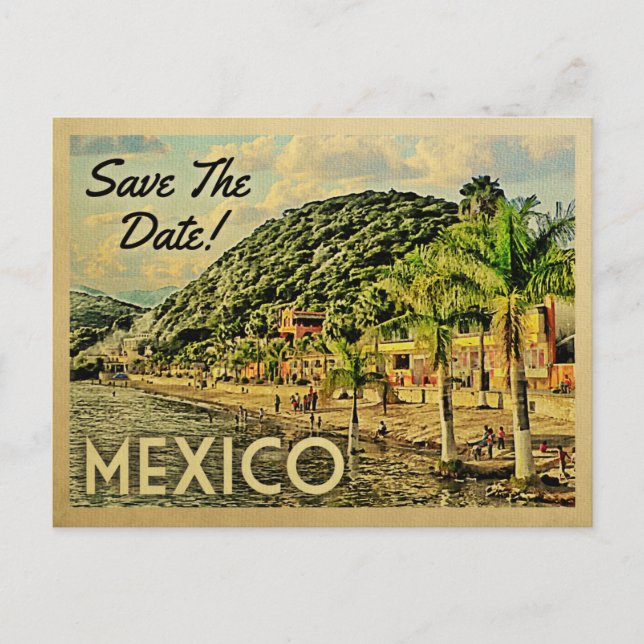 Mexico Save The Date Vintage Postcards (Front)