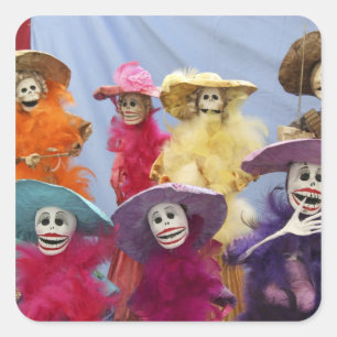 Mexico. Skeletal Catrinas, figures celebrating Square Sticker
