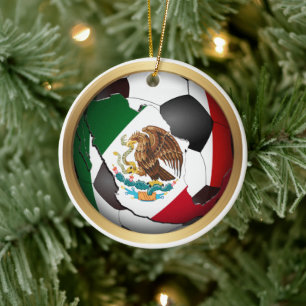 Mexico Soccer Ball Sports Ceramic Ornament