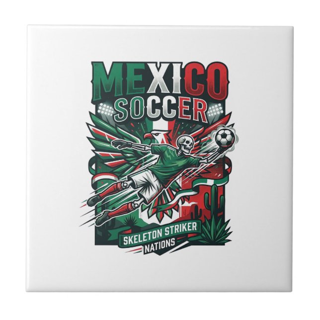 Mexico Soccer Skeleton Striker Nations Premium Spo Tile (Front)